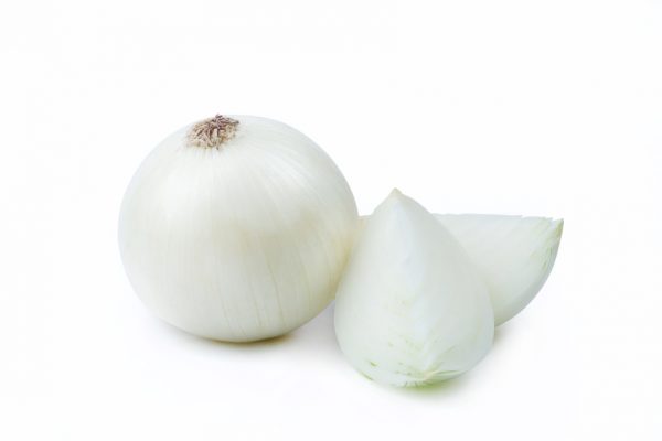 One White Onion and Sliced Pieces – Clipping Path Inside