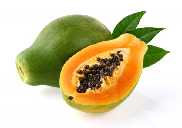 Papaya with leaves